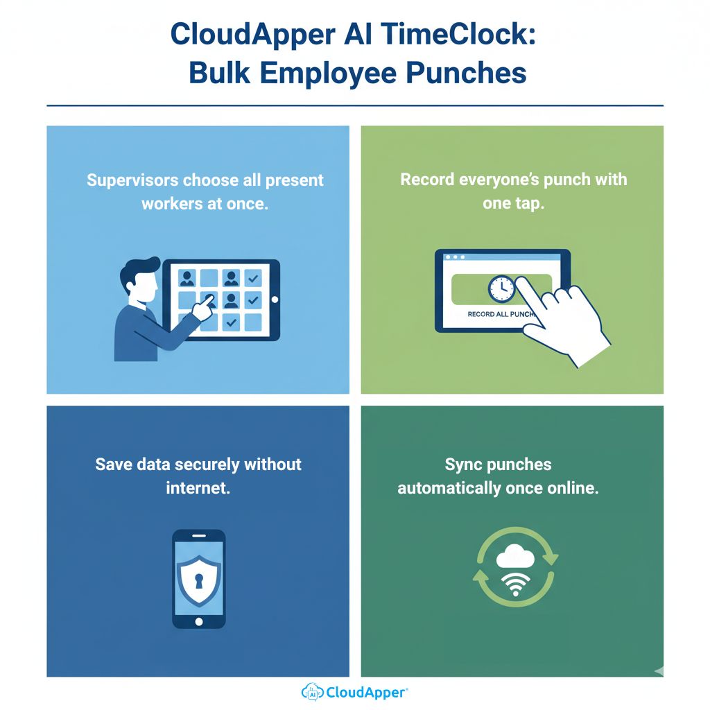 How CloudApper AI TimeClock Captures Bulk Employee Punches
