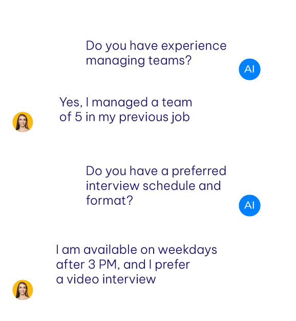 Candidate talking to a AI Chatbot to complete his application process in UKG