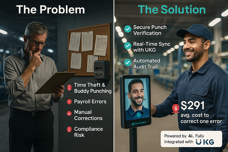 CloudApper AI TimeClock for Shop Floor Time Tracking