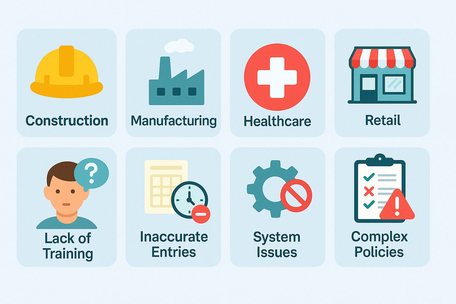 Common UKG Timekeeping Errors by Industry and Root Causes
