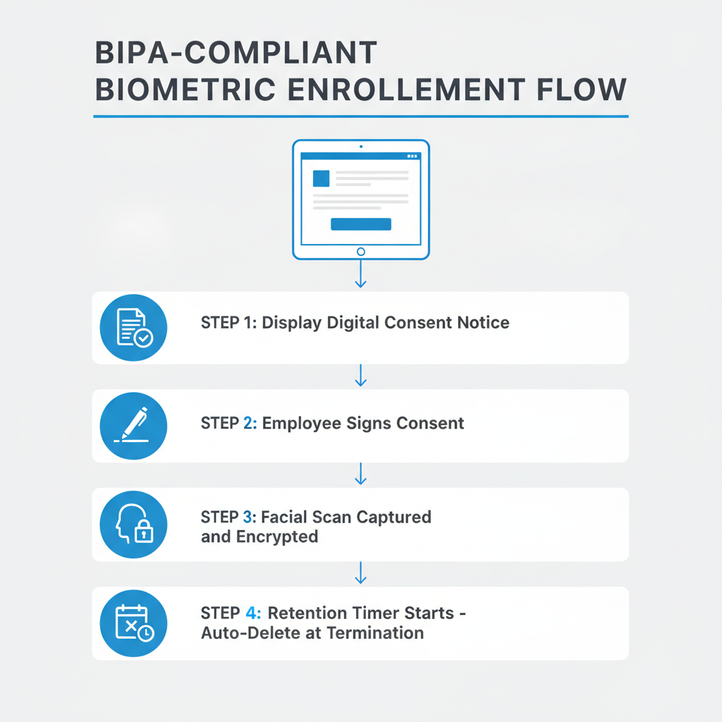 CloudApper AI TimeClock BIPA compliant biometric consent enrollment workflow