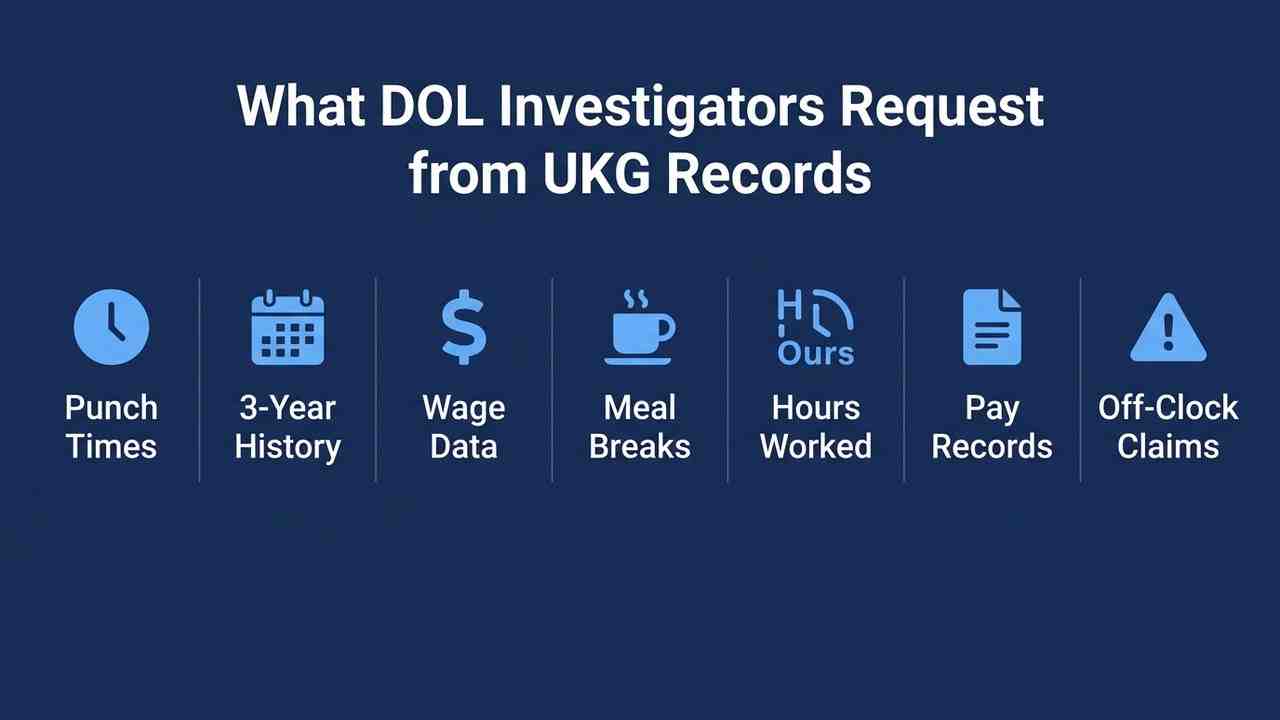Infographic of DOL wage and hour investigation timeline and records requested