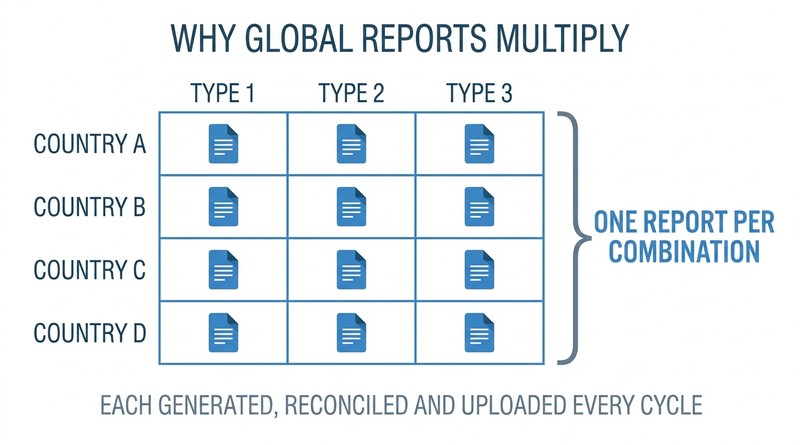 Country and type matrix multiplying into separate payroll reports