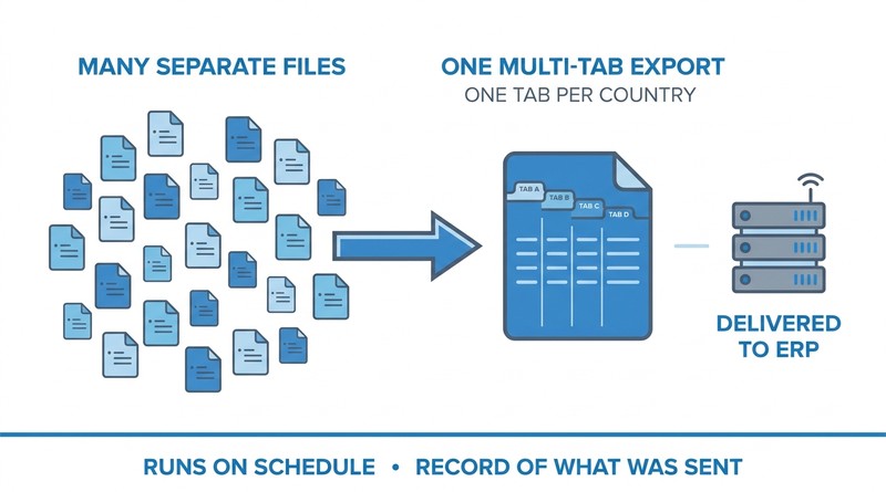 Many payroll files consolidated into one multi tab ERP export