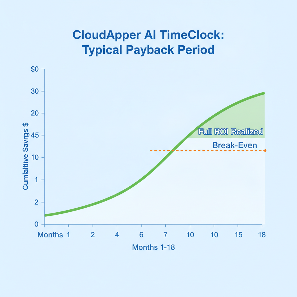 CloudApper AI TimeClock ROI payback period calculation diagram for CFO