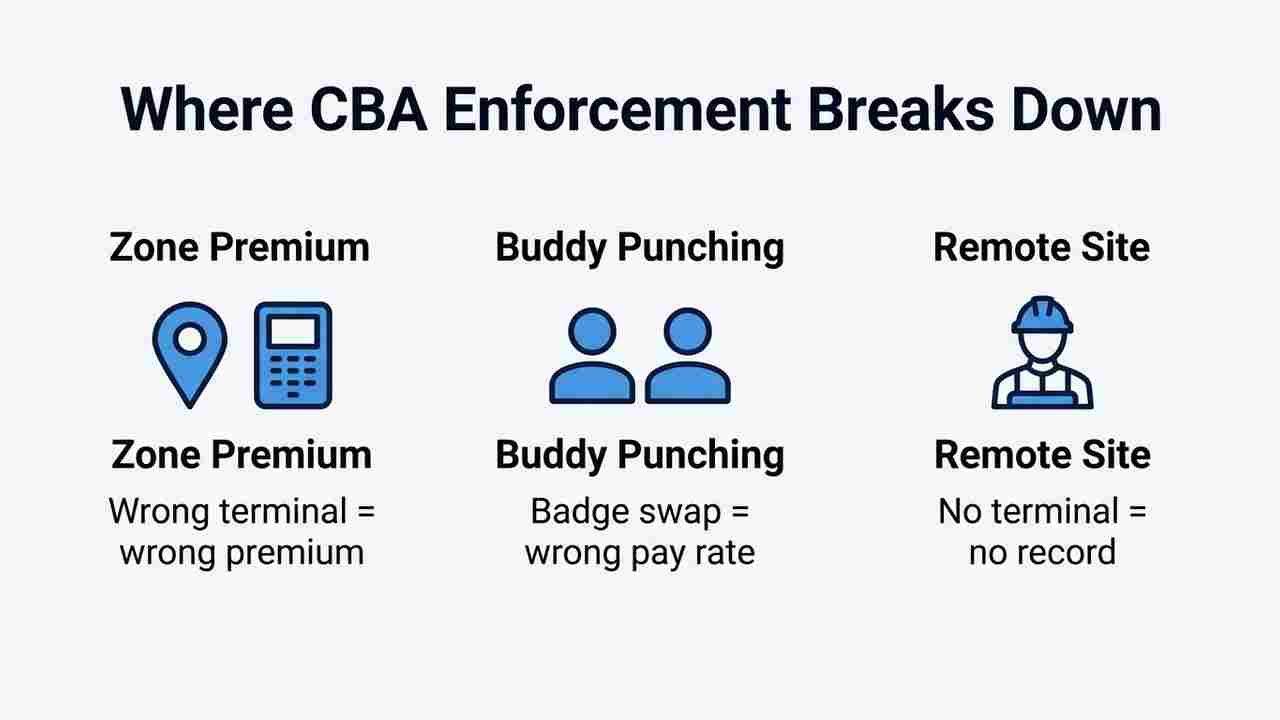 union CBA enforcement gap infographic point-of-capture validation UKG terminal