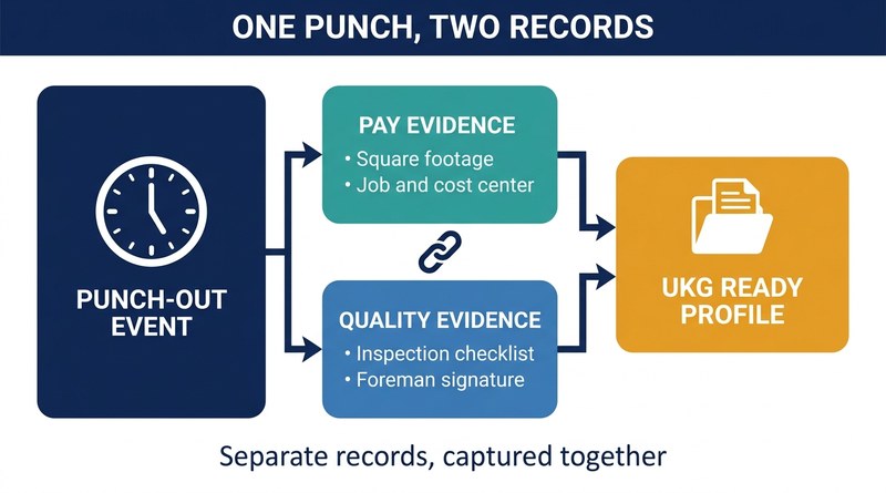 Pay evidence and quality evidence captured at the same punch-out