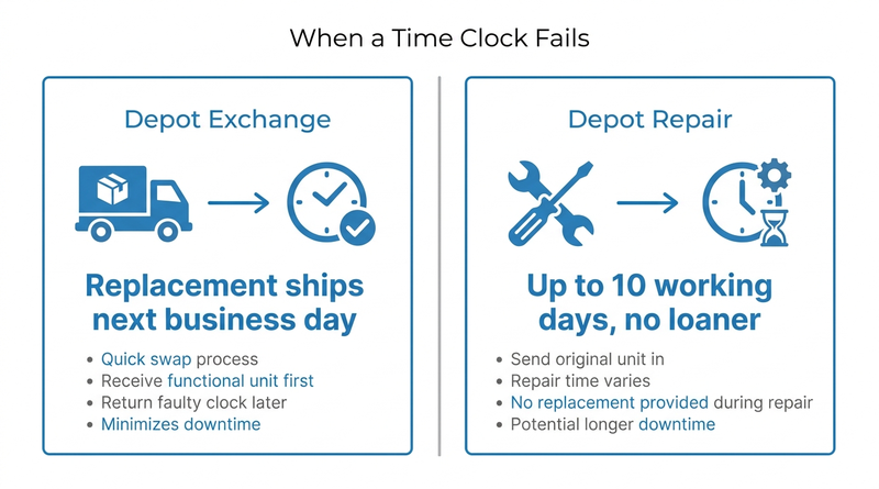 UKG depot exchange vs depot repair turnaround comparison