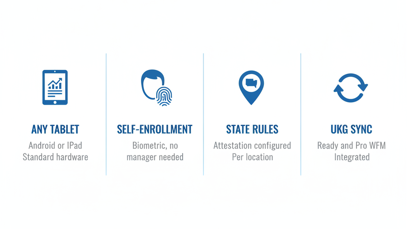 CloudApper AI TimeClock UKG retail multi-location attestation biometric enrollment solution