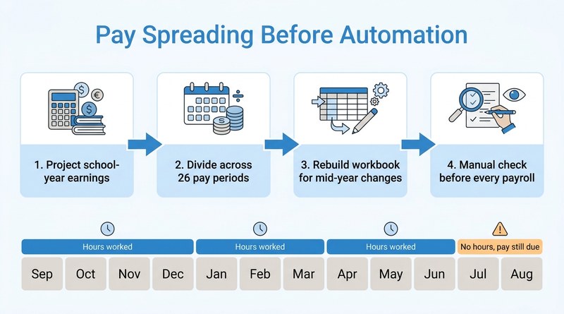 Manual pay spreading workflow for school-year employees