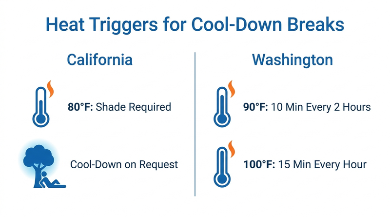 State heat rule cool-down break requirements for California and Washington