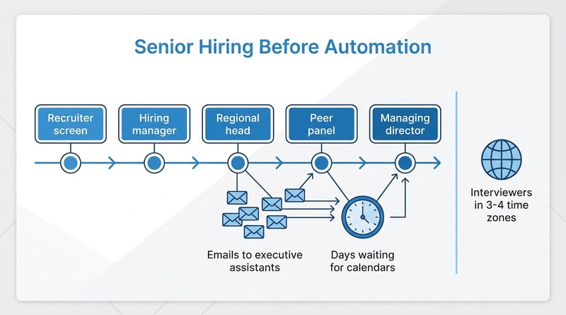 Manual coordination of multi-round senior interviews