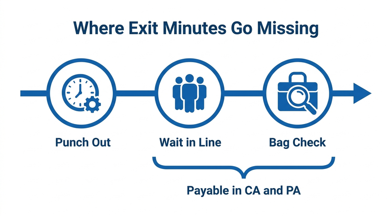 Timeline of exit screening minutes after punch out