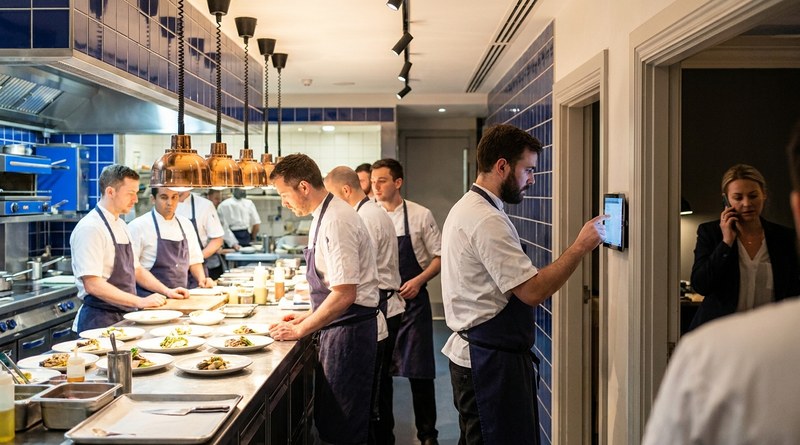 Third-party scheduling with UKG time clock in restaurant kitchen