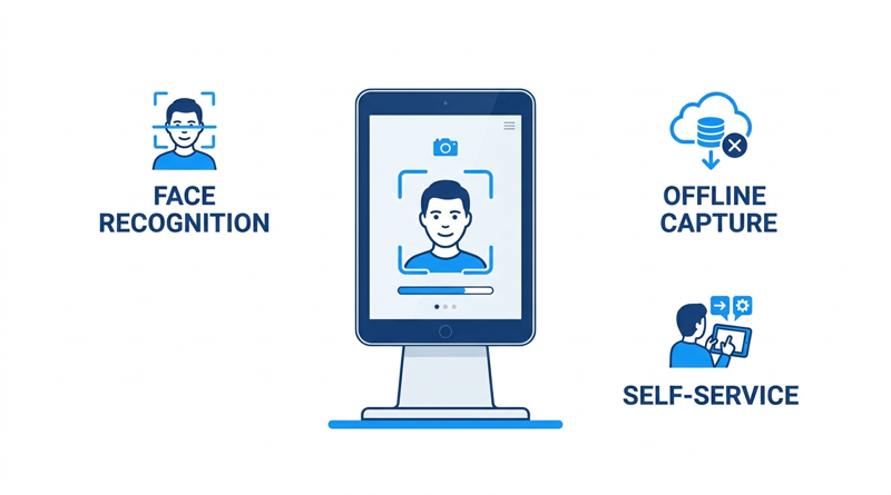 CloudApper AI TimeClock iPad kiosk face recognition offline sync