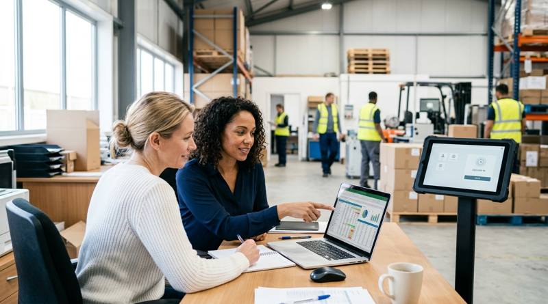 UKG missed punch rate analysis in a warehouse office