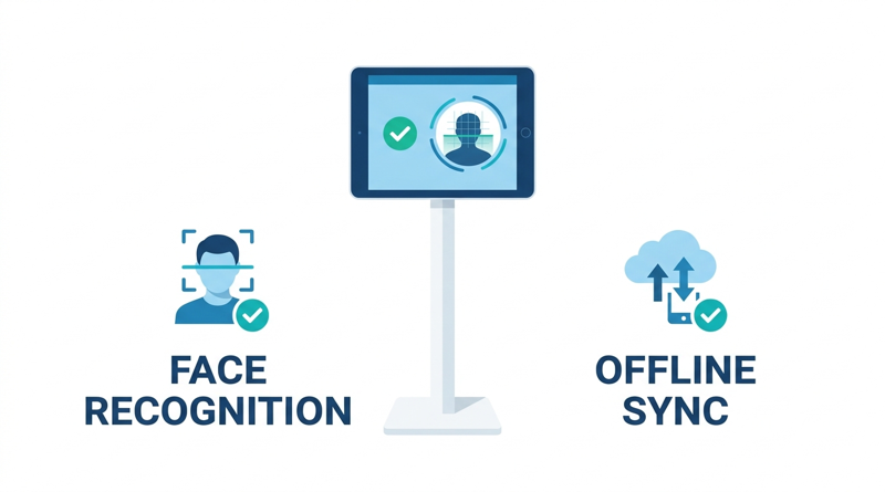 CloudApper AI TimeClock iPad kiosk face recognition offline sync