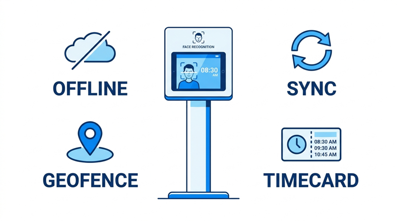 CloudApper AI TimeClock iPad kiosk features
